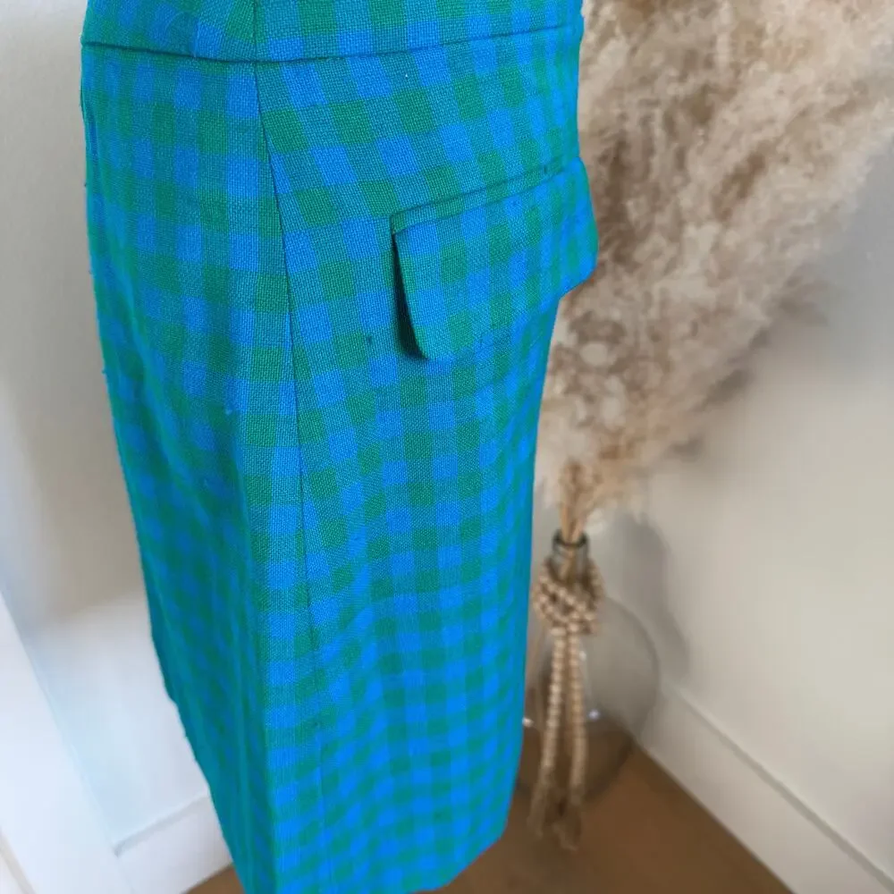J.CREW Parke Colorful Gingham Plaid Deep Blues Preppy A-Line Mini Skirt NEW- 8